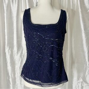 Y2K Beaded Tank Top Sutton Studio NWT Blue Sz M 10 Fairy Romantic Whimsigoth